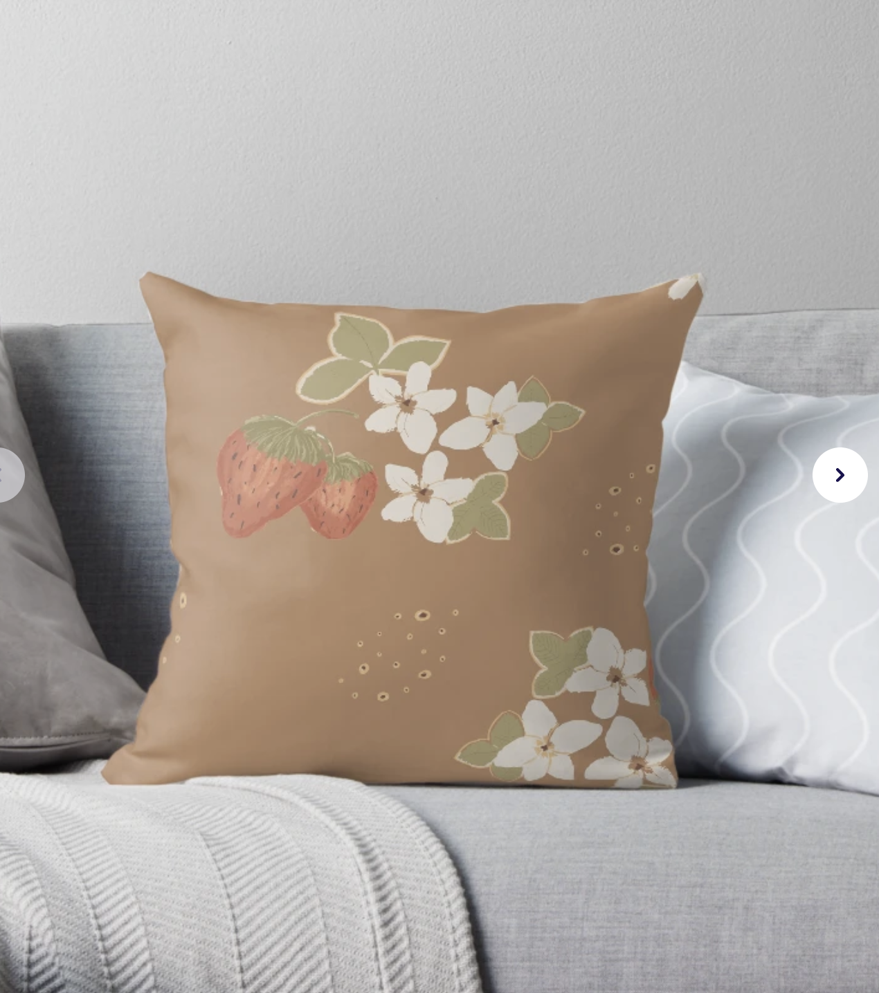 Strawberries & Blossoms Pillow