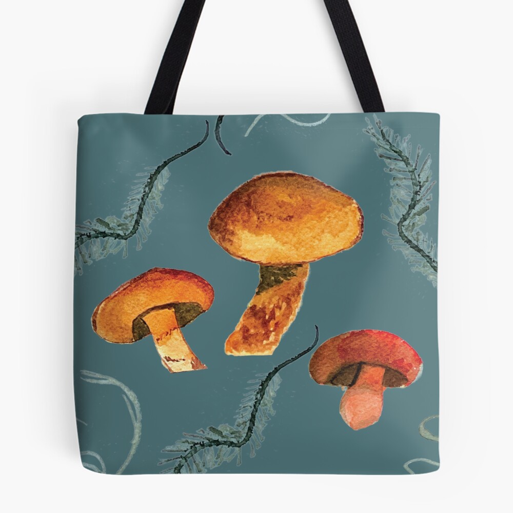 SNS-MUSHROOMS-TEAL-work-183415659-all-over-print-tote-bag